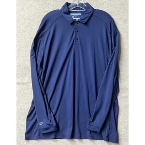 IBKUL L/S Golf Polo Shirt Mens XL Blue UPF 30+ Cooling Quick Dry outdoor fishing
